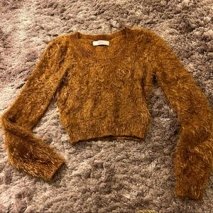 American Apparel brown cropped long sleeve top XS